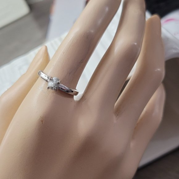 Rare Promise Ring Real Diamond Rock Four Prong  Sterling Silver Size 7 - Picture 2 of 9